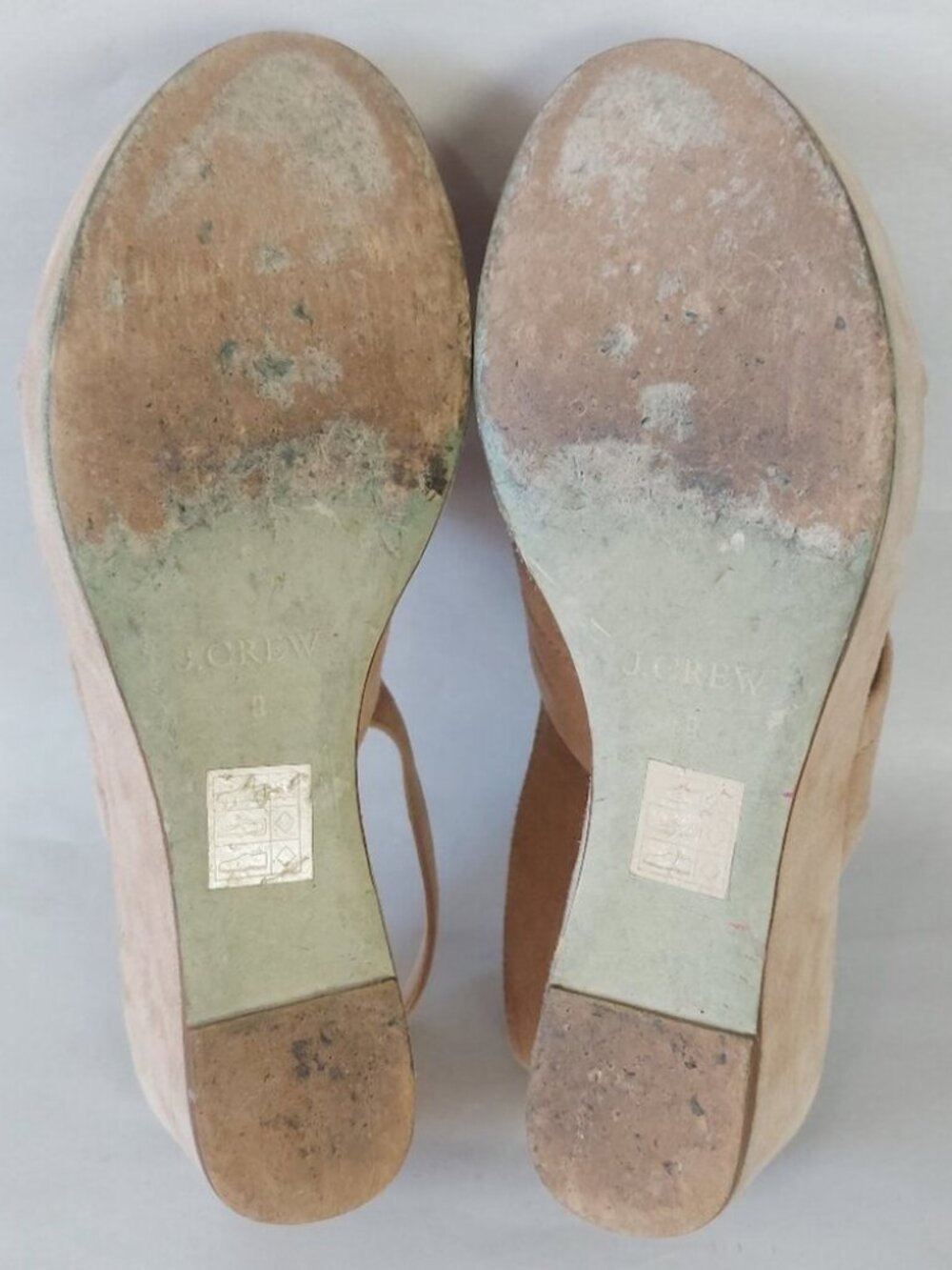 J.Crew Women Darcy Beige Suede Leather Slingback Wedge Sandals Size 8 Comfort - Picture 14 of 14